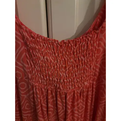 Fresh Produce Orange Geometric Print Smocked Maxi Dress Women's Size Small