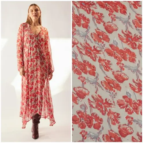 Natalie Martin 💕💕 Fiore Maxi Dress ~ Chiffon Watercolor Dove Medium M NWT