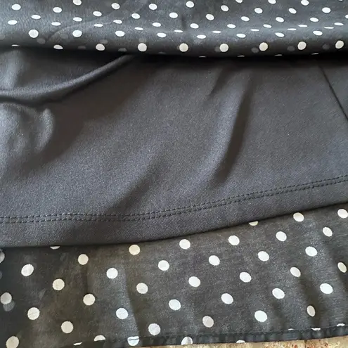 MSK Women 16W Polka Dot Chiffon Knee Length Dress Fit N Flare Black White