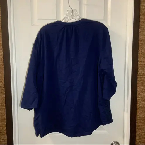 Rebecca Malone Navy Lace Front 3/4 Sleeve Blouse size 2X
