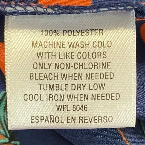 Maison Jules Cherry Print Sleeveless Scallop Hem Layered Blouse Size Small Navy