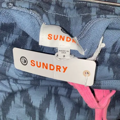 Sundry NWT Blue Indigo Ikat Bike Biker Shorts Women's Size 2 / Medium