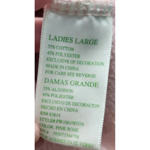 Green Tea Rosé All Day Pink Rose Sweatshirt Ladies Large Casual Cozy Cute Large