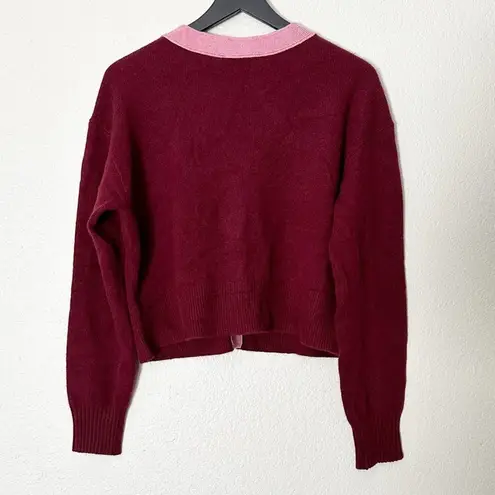 Everlane  The Cashmere Cardigan Cropped Boxy Button Front Tawny Port Bubblegum