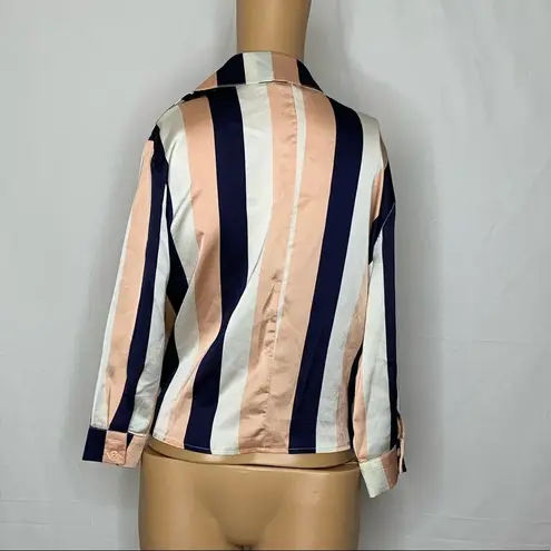 Missguided  Wrap Tie Side Chunky Stripe Blouse Top