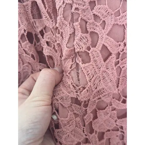 ASTR NWT  The Label Small Lace A-Line Midi Dress Pink mauve V-Neck Sleeveless