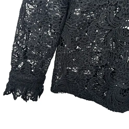 Soft Surroundings Black Lace Top Crochet Lace Whimsigoth Button Up Sz Petite XS