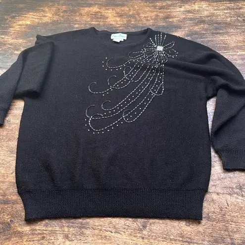 Draper's & Damon's pullover black beaded Sweater size extra Large long sleeve