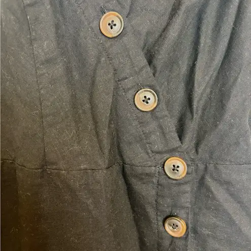 Urban Outfitters  Black Linen Button Front Midi Dress Petite S Minimalist Resort