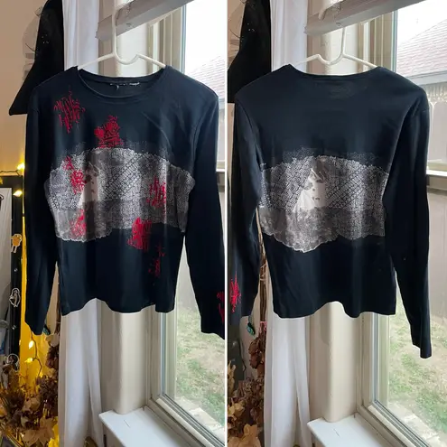 Y2k black and red gothic vampy long sleeve Size L