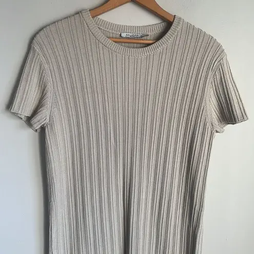 MM.LaFleur M The Hayden Dress Geo Micro Knit Ribbed Cotton Dress Sea Salt