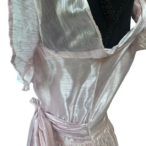 Gunne Sax Vintage 80's Bo Peep Pink Satin Southern Belle Prom Dress Size 11