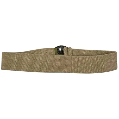 Day-Lor Vintage Tan Stretch Belt With Gold Tone & Animal Print Statement Buckle