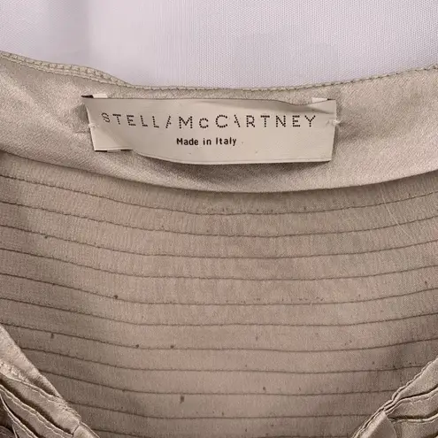 Stella McCartney Champagne Pleated Silk Lace Rhinestone Slip Dress Size 36 AS IS