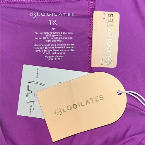 Blogilates NWT Sz 1X Bloom Purple Crisscross Front Slit Skort