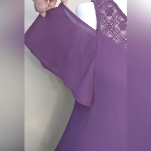 Doe & Rae ModCloth Eggplant Purple Short Lace Neck Cold Shoulder Dress NEW Sz M