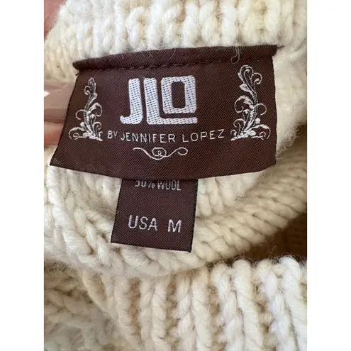 JLO by Jennifer Lopez Cream Cable Knit Button Up Cardigan Sweater Medium