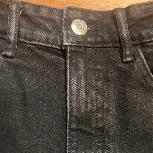 ZARA  Black Denim High‎ Waist Distressed Ripped Frayed Jean Shorts Size 4