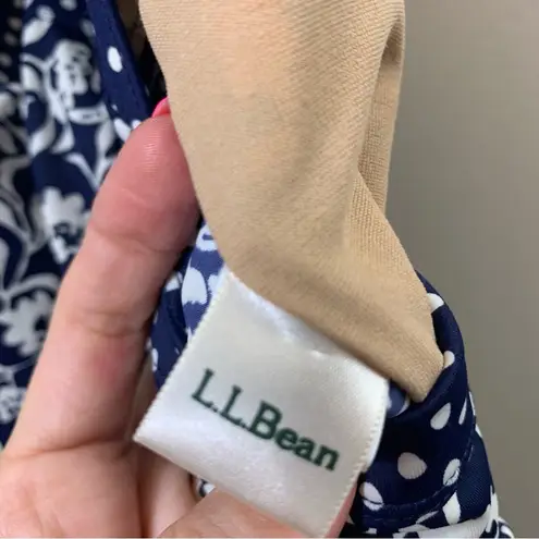 L.L.Bean  Floral/Polka Dot Navy/White One Piece Swimsuit