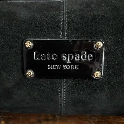 Kate Spade  Black Suede and Patent Leather Vintage Handbag 12"x5"x7"