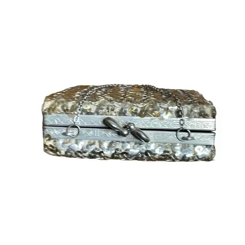 50s Vintage Silver Sequin Square Micro Purse