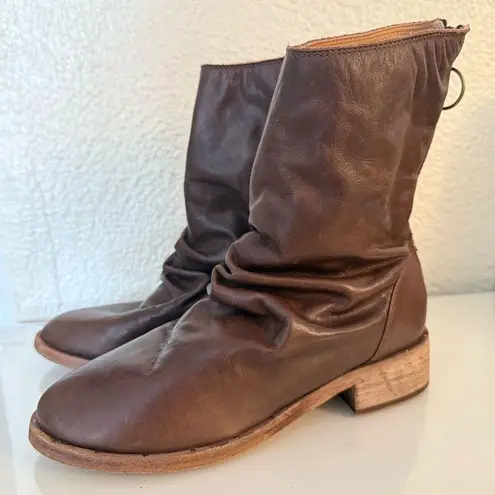 BEEK Ostrich Bootie In Saddle Brown Leather Ankle Boots size 6