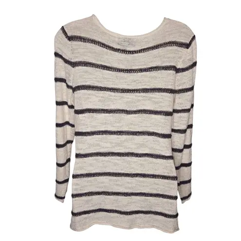 Habitat Lightweight Scoop Neck Striped Long Sleeve Button Detail Size Small