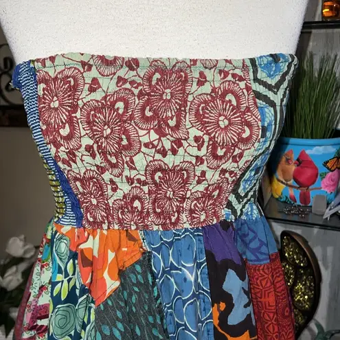 Colorful Patchwork Strapless tribal azure romper size s/m Red