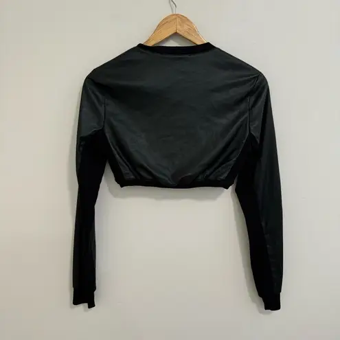 BCBGMAXAZRIA  NWT Twist Front Faux Leather Crop Top