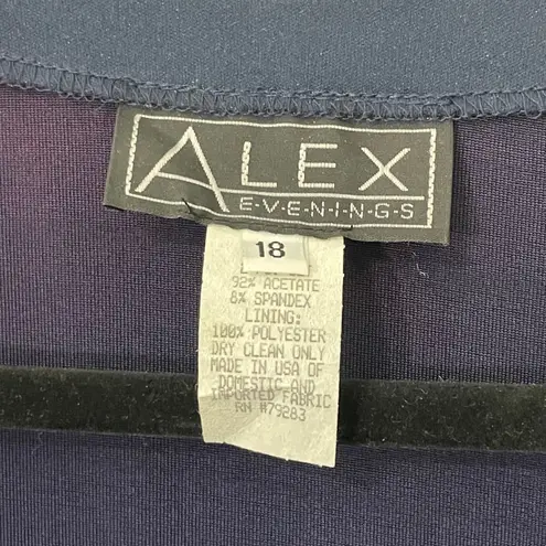 Alex Evenings Size 18 Navy Rhinestone 2 Piece Dress Jacket Set Formal Occasion