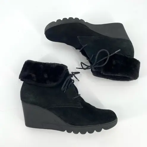 Donald Pliner Donald J Pliner Boots Women’s Sz 9.5 MAXXI Wedge Heeled Faux Fur Booties Black