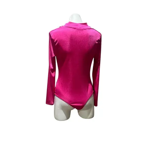 Saints 21 Women's Pink Long Sleeve Draped Bodysuit Size M Size M