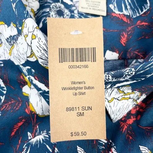 Duluth Trading Womens Button Up Shirt Small Casual No Gape Cottage Coastal Prep Blue