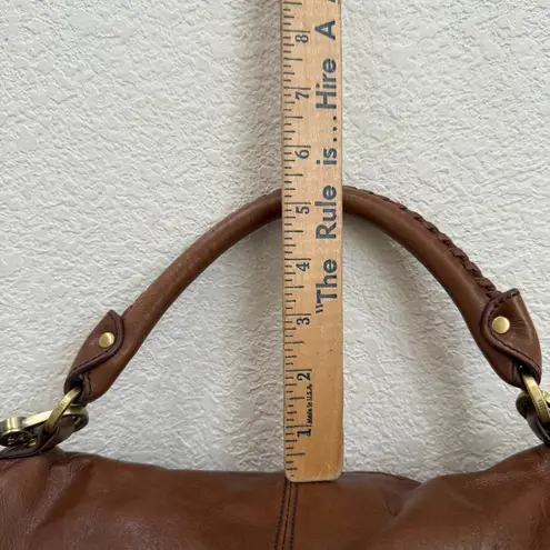 HOBO International Copula Woodlands Brown Leather Whipstitched Satchel Crossbody