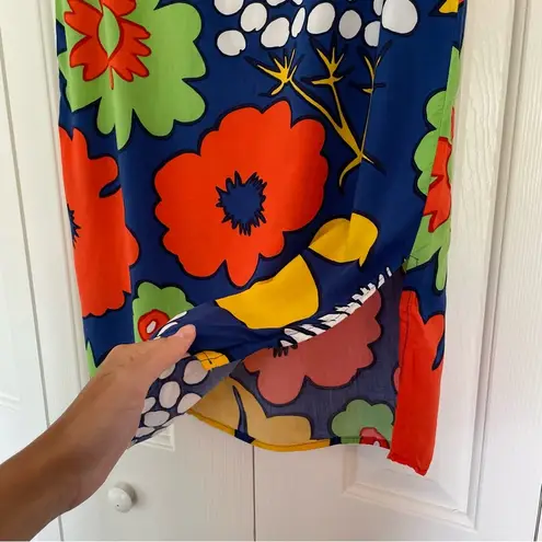 Marimekko for Target Abstract Floral Mini Dress Tunic Swim Beach Cover Sz Small Blue