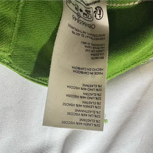 Maeve Anthropologie Colette Wide-Leg Green Pants Linen Blend High Waist Size 24