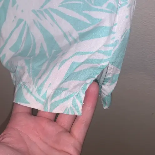 Cathy Daniels Cathy Tropical Print Capri Pants Light Blue and White Pockets Pull On - Image 6