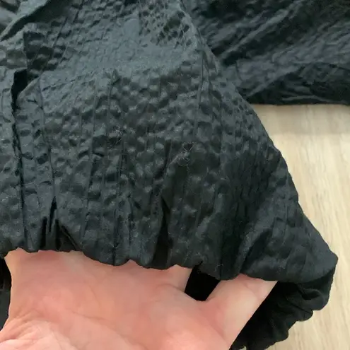 AYR black puff sleeve textured cropped square neck blouse