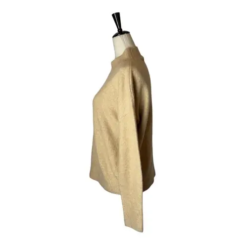 Magaschoni Sweater Women Small Tan Knit Wool Blend Mock Neck Pullover