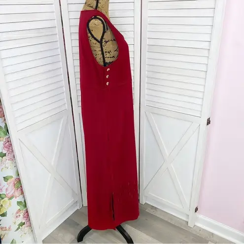 Jane Ashley Vintage Embroidered Microfiber Jumper Midi Dress Red Medium