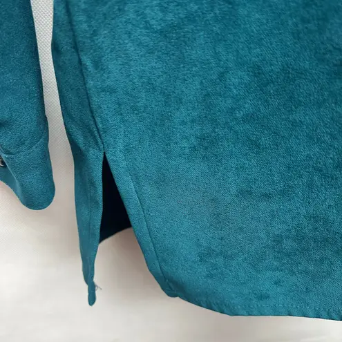 Tan Jay Vintage Faux Suede Women's Shacket Shirt Size 14 Teal Blue