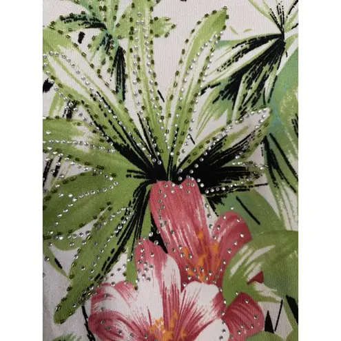 Alberto Makali Colorful Small V-Neck Blouse Top Crinkle Sequin Embellished light