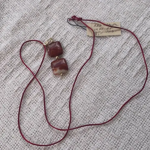 Handmade New Red opacite pendant necklace with satin cord