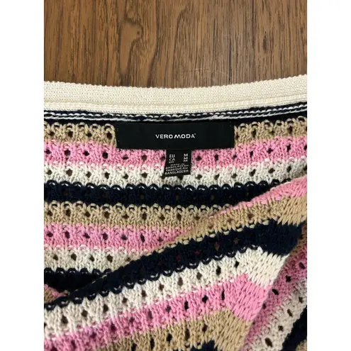 VERO MODA SHAJI COTTON BLEND KNIT HALTER TOP BIRCH STRIPES. Size M. NWOT