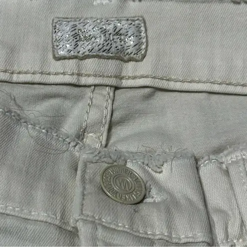 Mother Denim Women’s Size 26 Warm Ivory Double Fray Charmer Skinny Jeans White