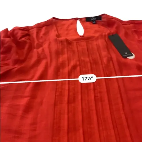Lulus  Sophisticated Sweetheart Red Orange Pleated Puff Sleeve Top NEW Size SMALL