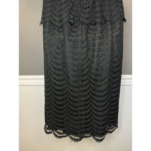 Vintage Kappi Dress Womens Small Black Lace Peplum Midi Cocktail Made USA 80s