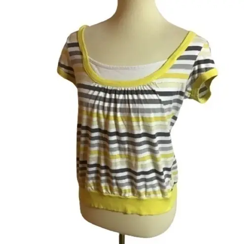 VTG Y2K fun bright striped top Yellow
