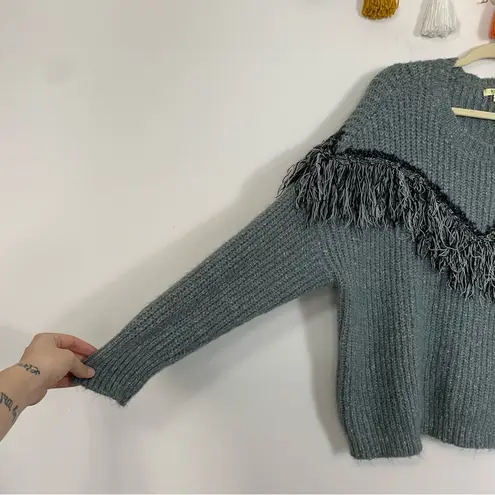 Kori Shaggy Fringe Green Sweater Size Large