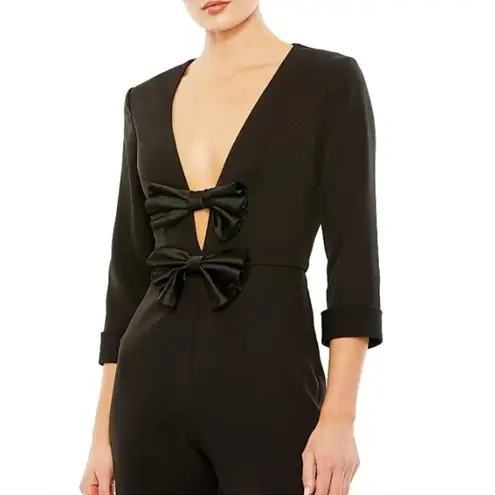 Mac Duggal Ieena Size 4 Black Wide-Leg Jumpsuit With Bow Detail Formal Evening - Image 3